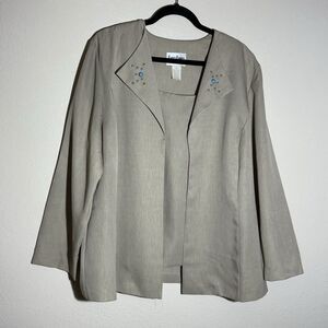 Kari's‎ Korner Pant Suit Womens Petite 22 Beige 2 piece Officecorp Business